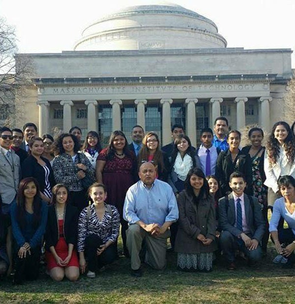 Martin Mares with students from the Ivy League Project visiting MIT.